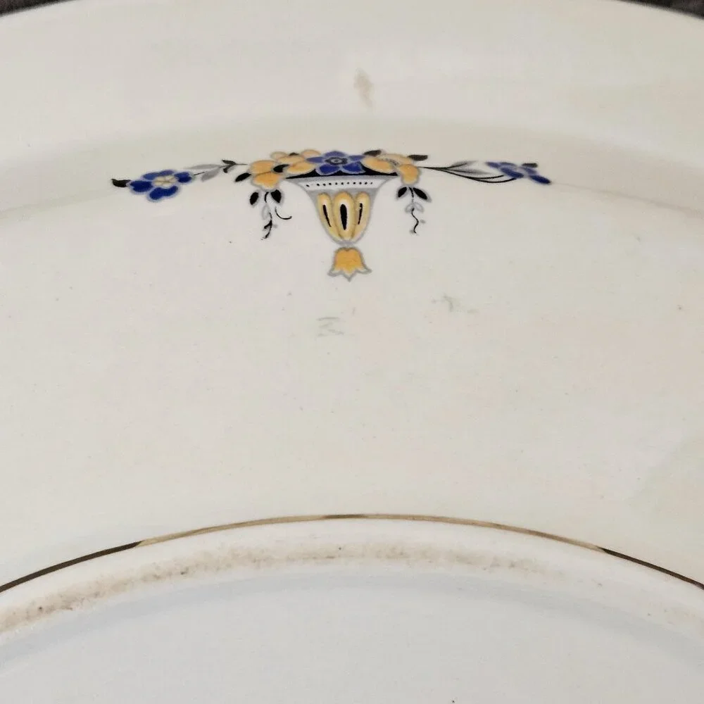 WH Grindley & Co England Serving Dish Chelsey Ivory Blue White Yellow Floral VTG - Picture 11 of 16